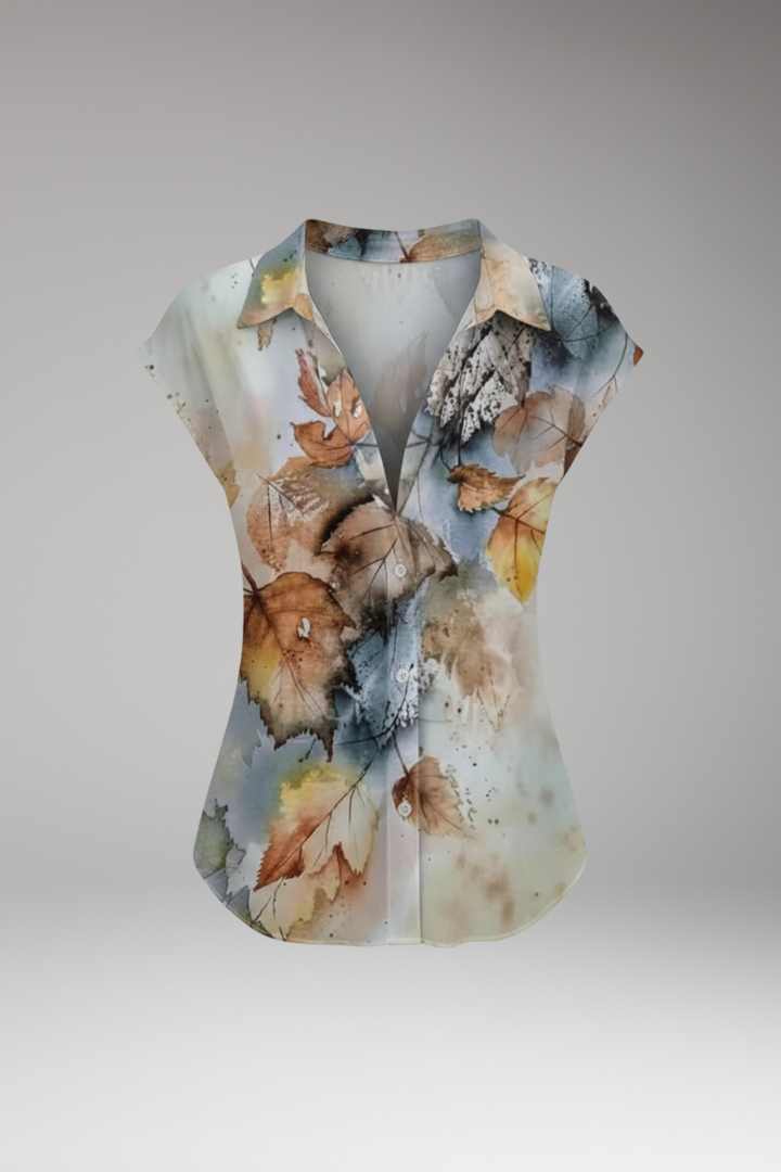 Women's Summer Top with Collared Neckline and Button Fastening