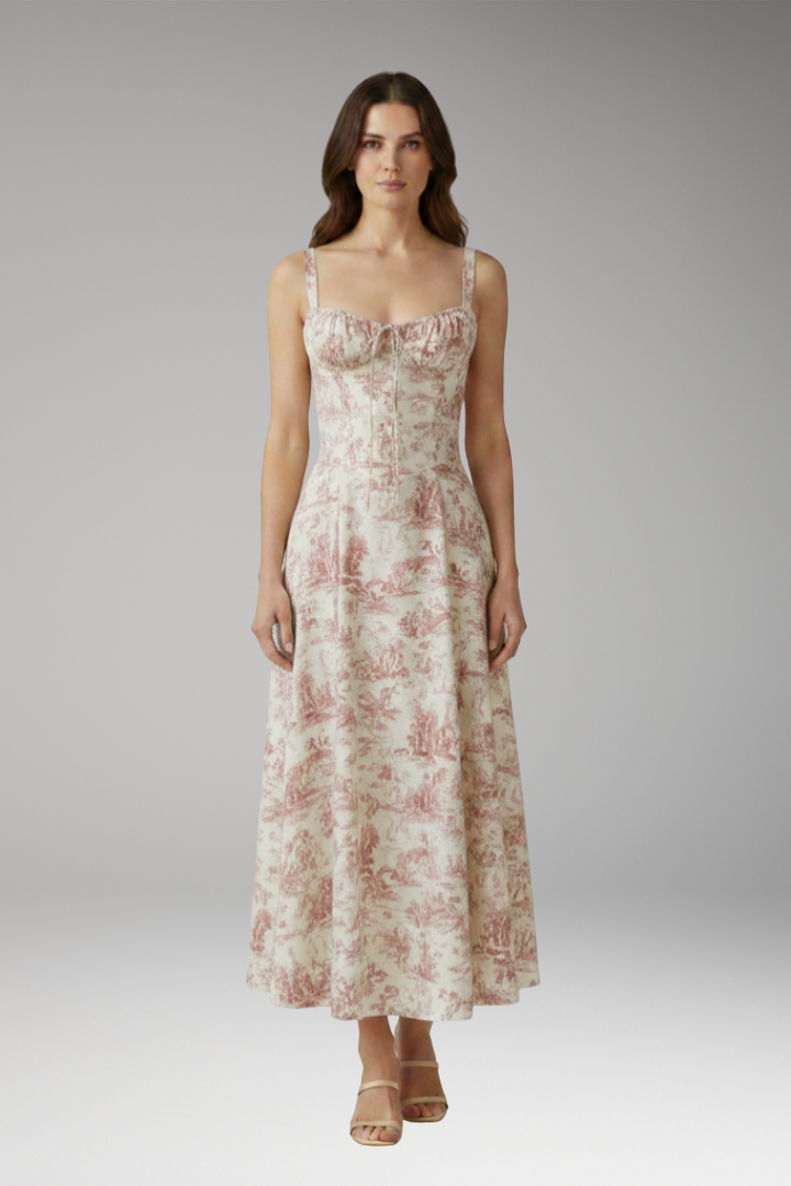 Women's Tailored Dress with Emphasized Waist and Classic Cut