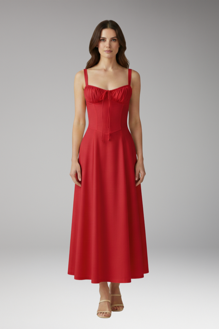 Women's Tailored Dress with Emphasized Waist and Classic Cut