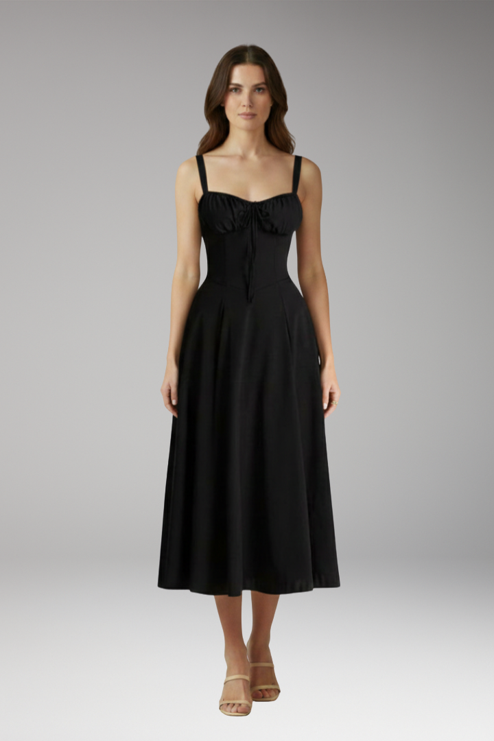 Women's Tailored Dress with Emphasized Waist and Classic Cut