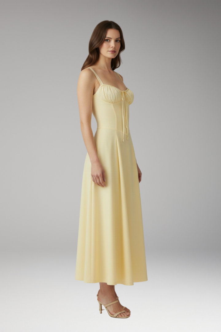 Women's Tailored Dress with Emphasized Waist and Classic Cut