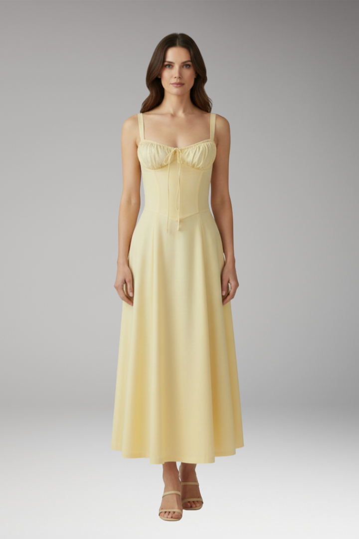 Women's Tailored Dress with Emphasized Waist and Classic Cut