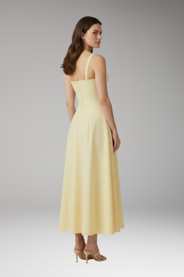 Women's Tailored Dress with Emphasized Waist and Classic Cut