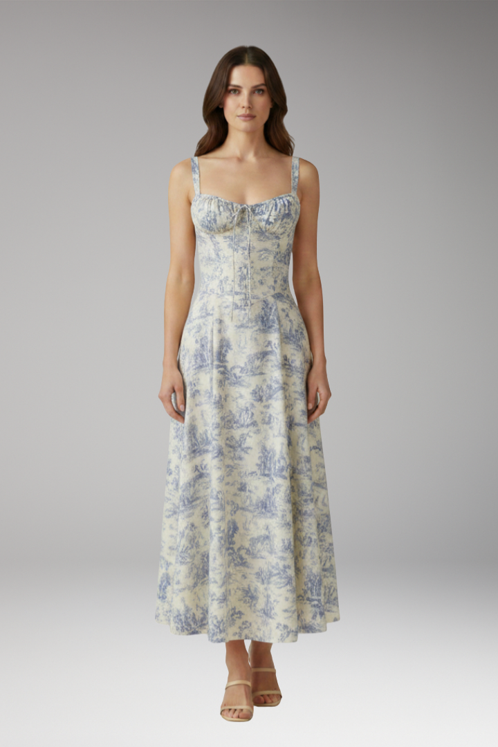 Women's Tailored Dress with Emphasized Waist and Classic Cut
