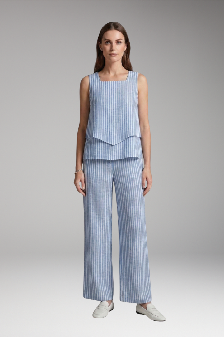 Women's Two-Piece Set with Sleeveless Top and Wide-Leg Pants