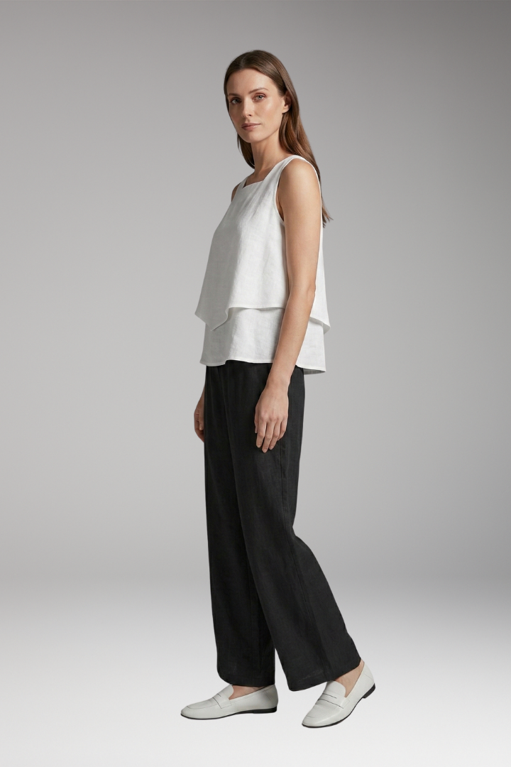 Women's Two-Piece Set with Sleeveless Top and Wide-Leg Pants