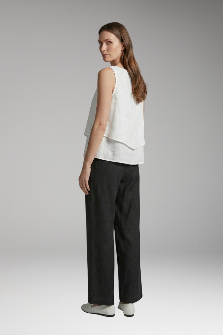 Women's Two-Piece Set with Sleeveless Top and Wide-Leg Pants