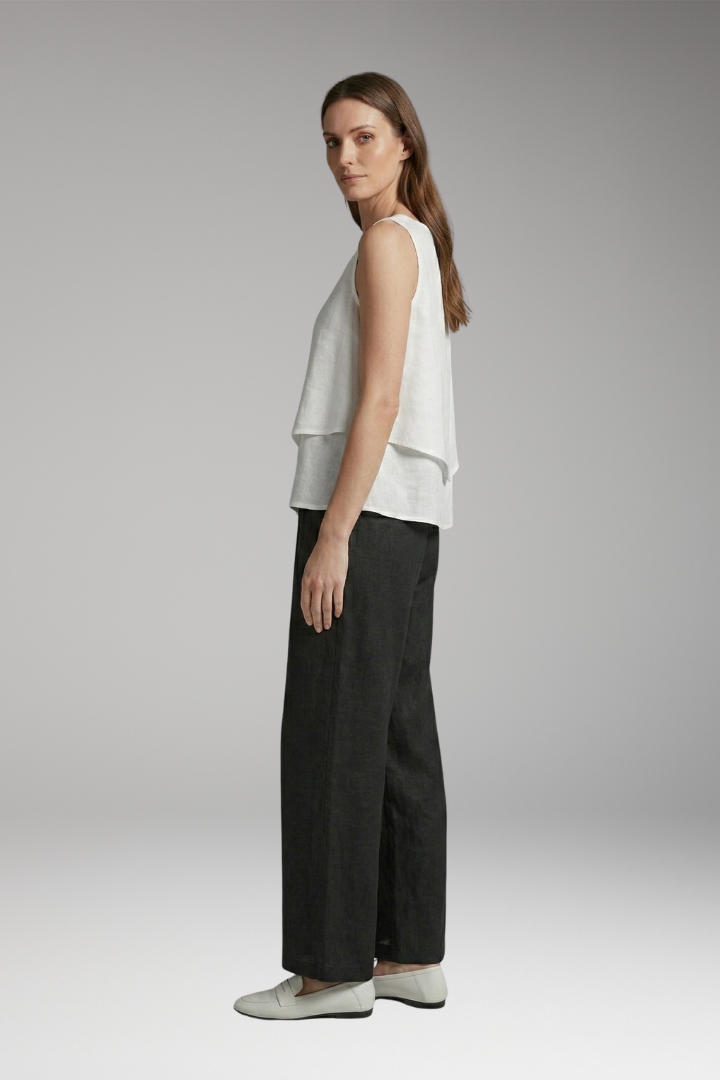 Women's Two-Piece Set with Sleeveless Top and Wide-Leg Pants