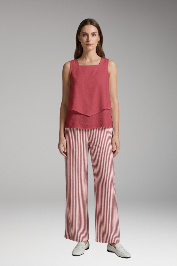 Women's Two-Piece Set with Sleeveless Top and Wide-Leg Pants