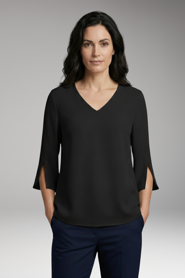 Women's V-Neck Blouse with 3/4 Sleeves
