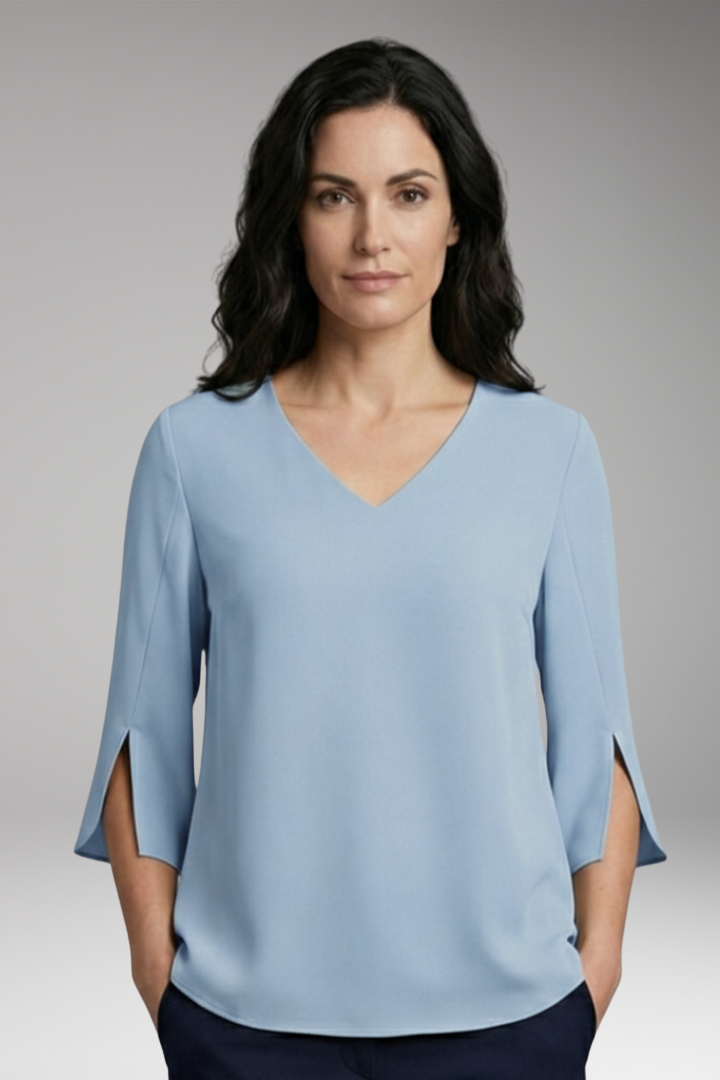 Women's V-Neck Blouse with 3/4 Sleeves