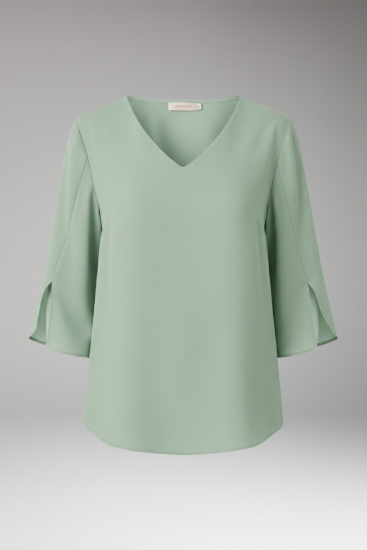 Women's V-Neck Blouse with 3/4 Sleeves