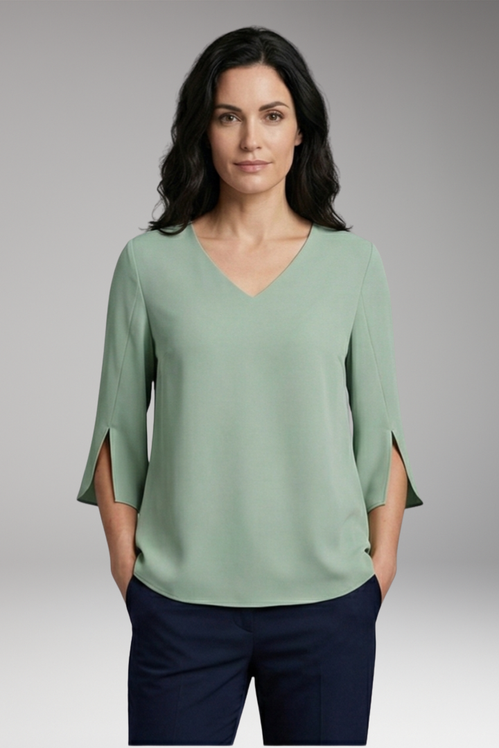 Women's V-Neck Blouse with 3/4 Sleeves
