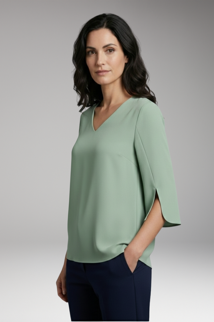 Women's V-Neck Blouse with 3/4 Sleeves