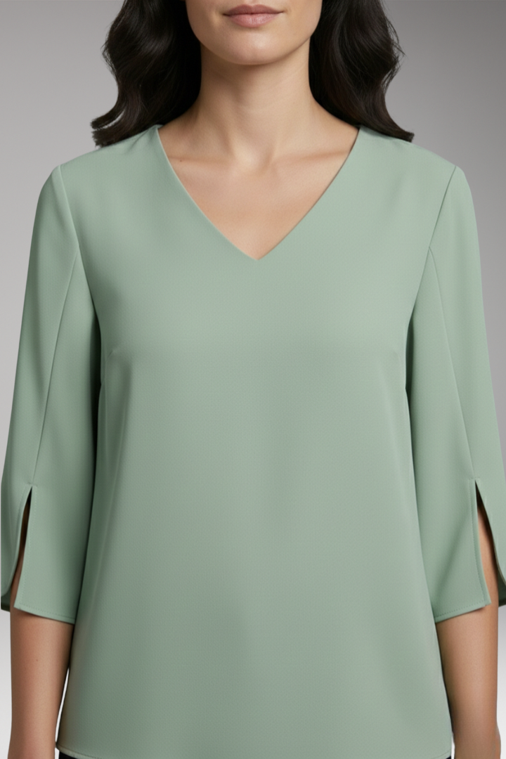 Women's V-Neck Blouse with 3/4 Sleeves