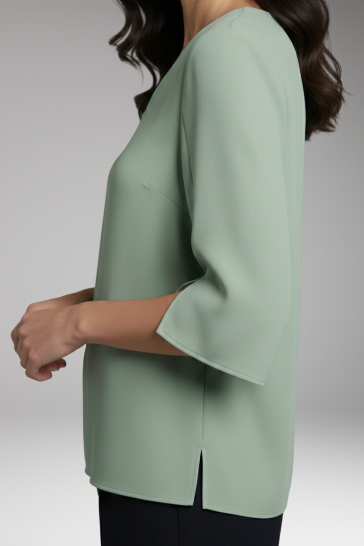 Women's V-Neck Blouse with 3/4 Sleeves