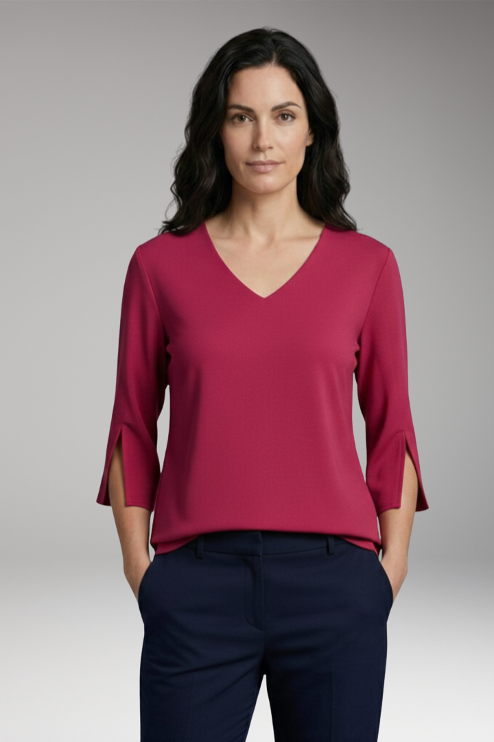 Women's V-Neck Blouse with 3/4 Sleeves