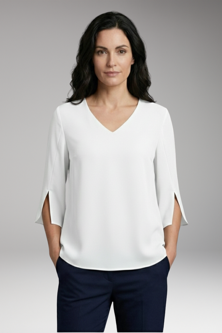 Women's V-Neck Blouse with 3/4 Sleeves