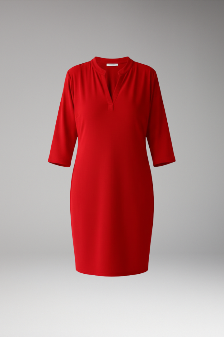 Women's V-Neck Dress with Loose Fit and Simple Silhouette