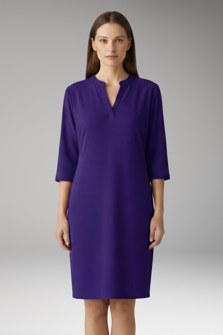 Women's V-Neck Dress with Loose Fit and Simple Silhouette