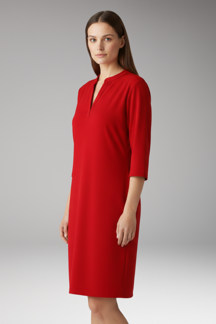 Women's V-Neck Dress with Loose Fit and Simple Silhouette