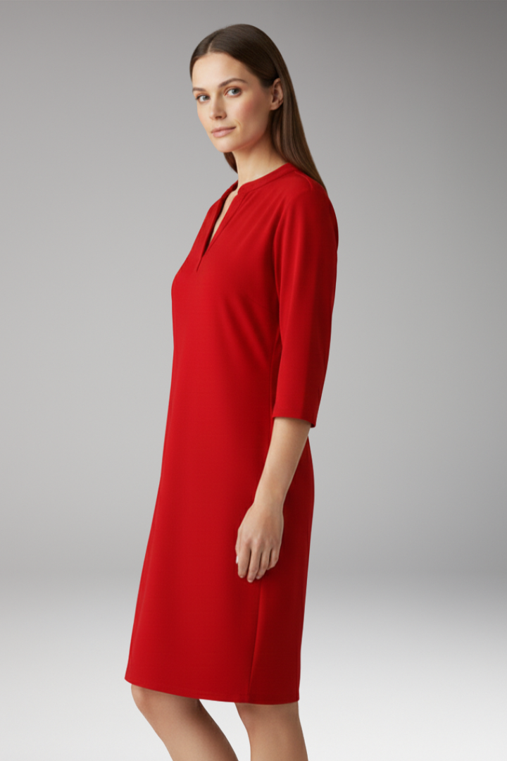 Women's V-Neck Dress with Loose Fit and Simple Silhouette