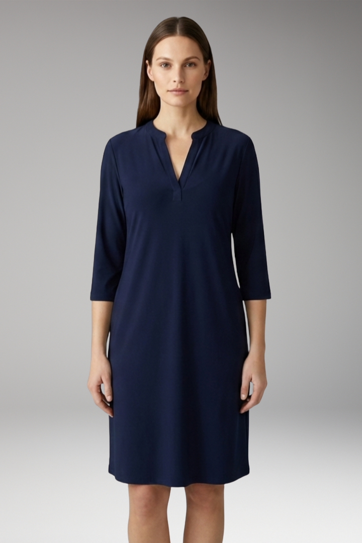 Women's V-Neck Dress with Loose Fit and Simple Silhouette