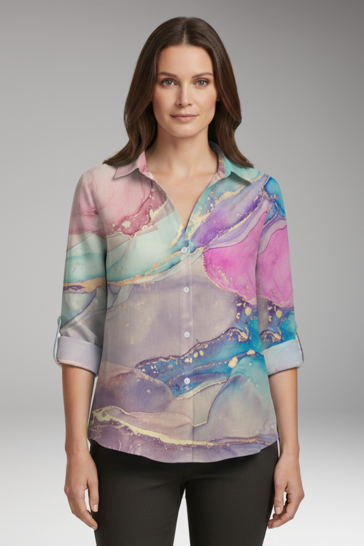 Women's V-Neck Long Sleeve Blouse