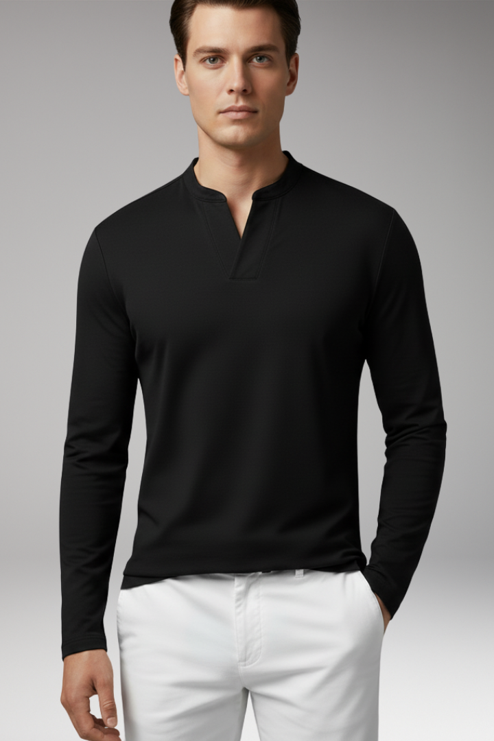 Men’s V-Neck Shirt with Buttonless Design