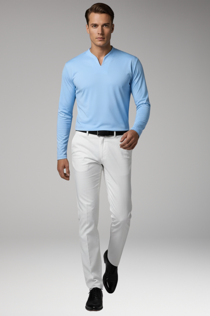 Men’s V-Neck Shirt with Buttonless Design