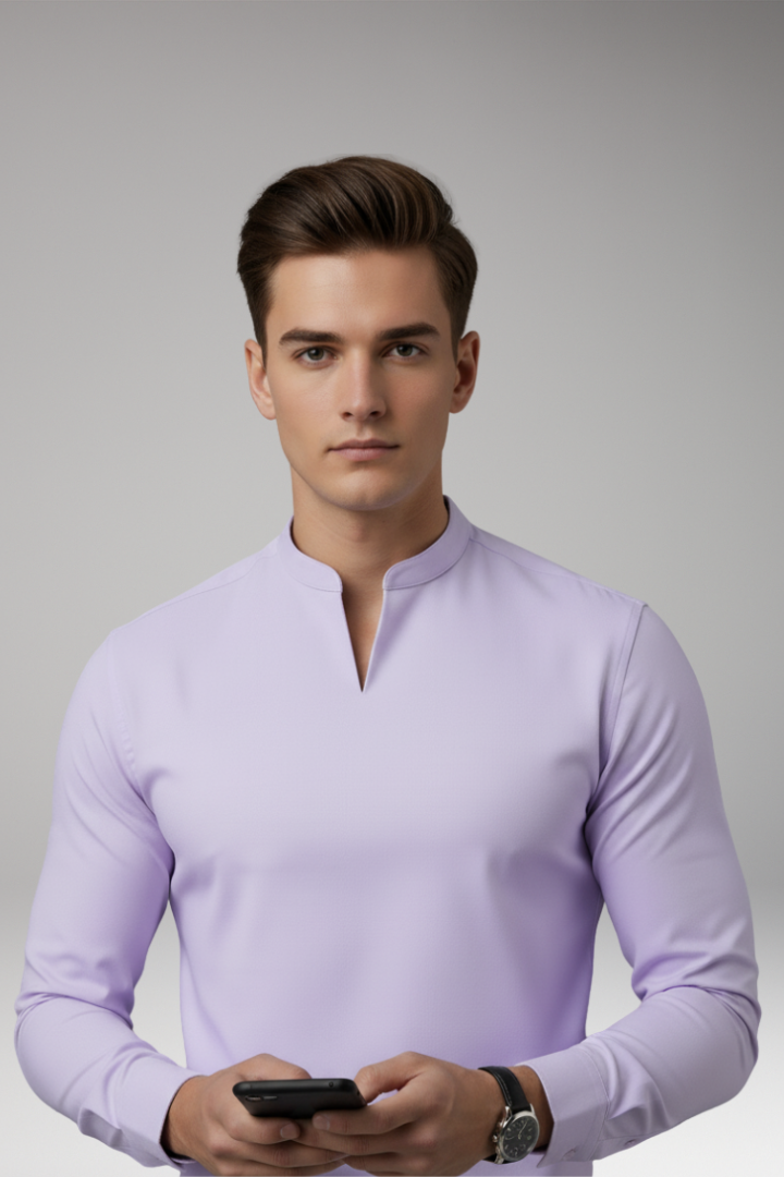 Men’s V-Neck Shirt with Buttonless Design