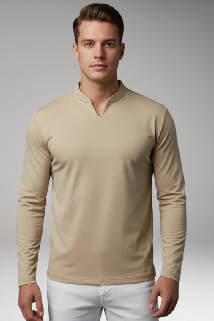 Men’s V-Neck Shirt with Buttonless Design