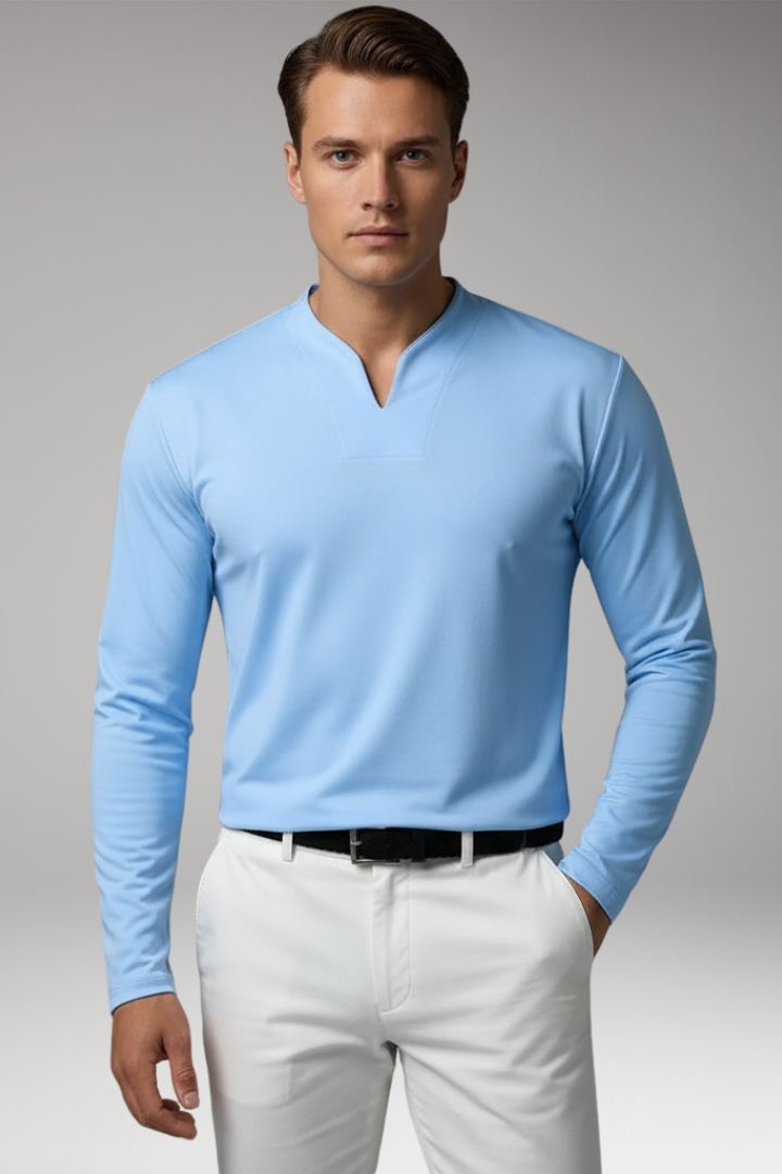 Men’s V-Neck Shirt with Buttonless Design