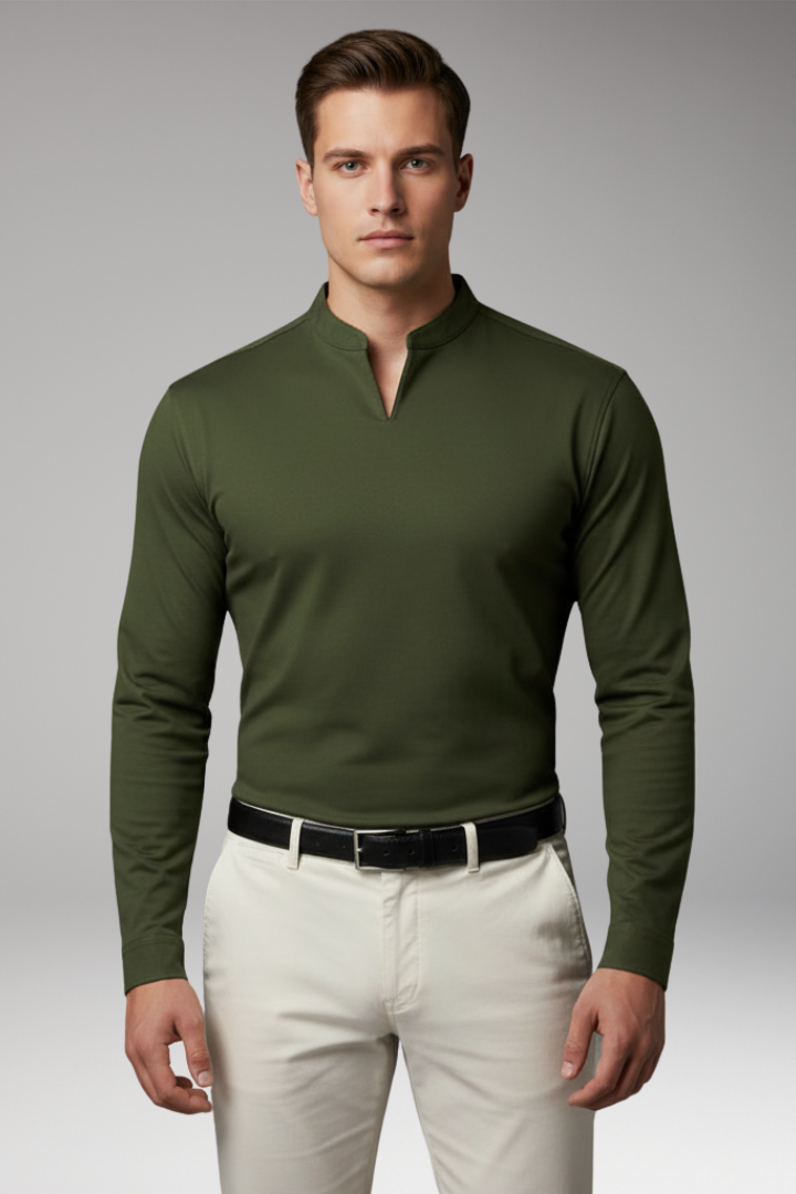 Men’s V-Neck Shirt with Buttonless Design