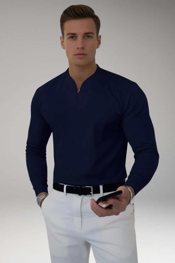Men’s V-Neck Shirt with Buttonless Design