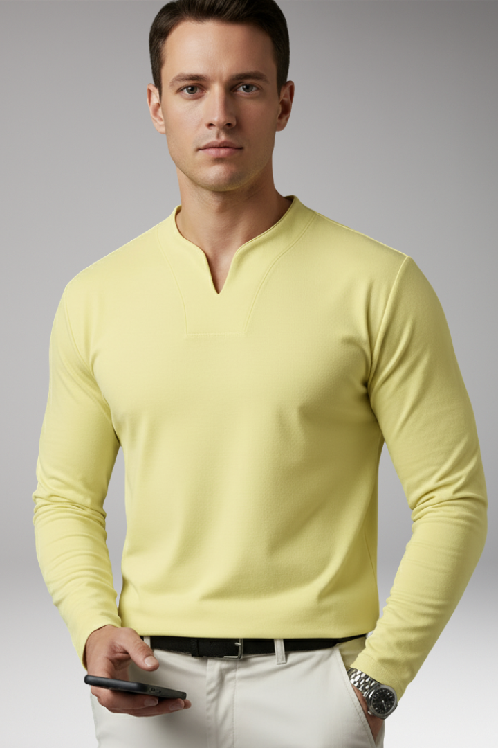 Men’s V-Neck Shirt with Buttonless Design