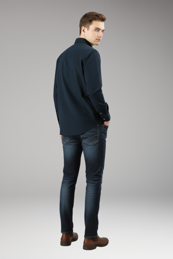 Men's Button-Up Shirt with Pockets and Collar