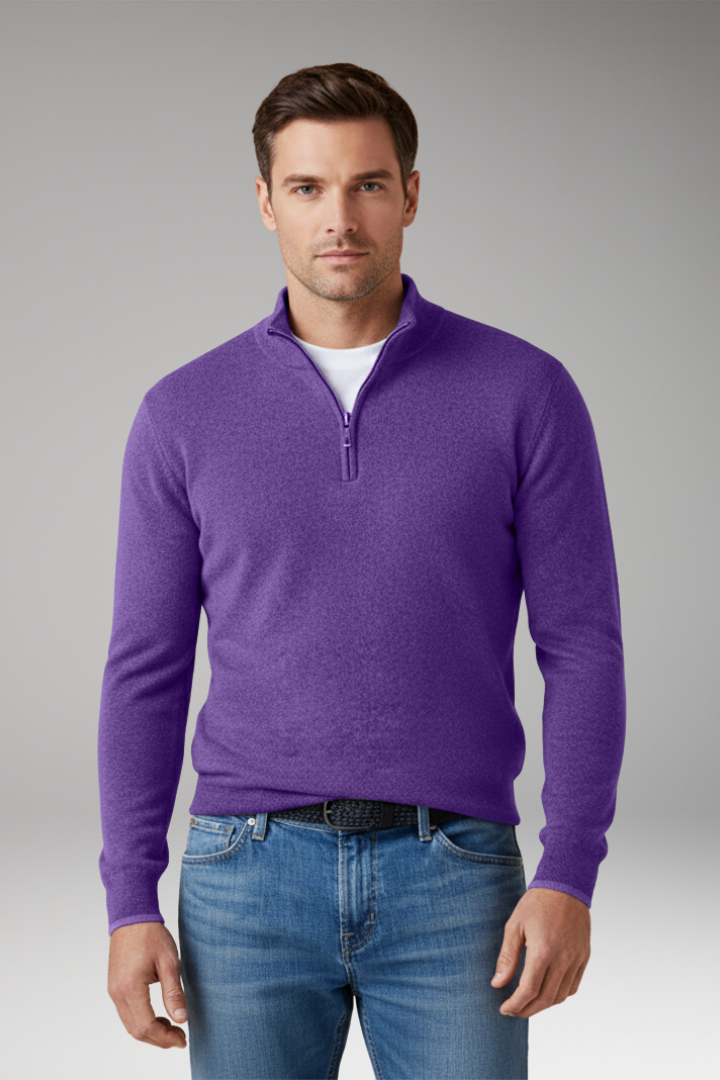 Men's Pullover Sweater with Zipper Collar