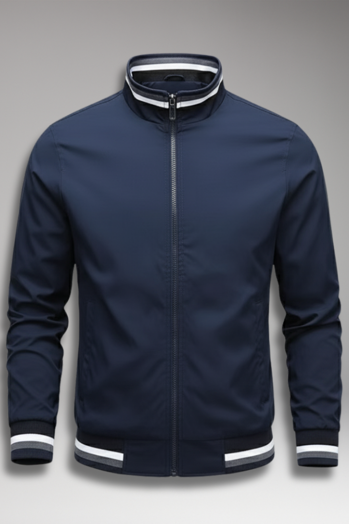 Men's Bomber Jacket with Zipper and Pockets