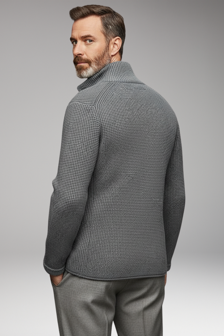 Men’s Knit Blazer with Stand Collar and Pockets