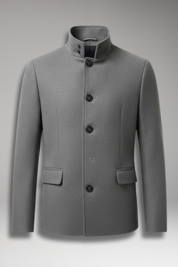 Men’s Short Coat with Lapel and Buttons