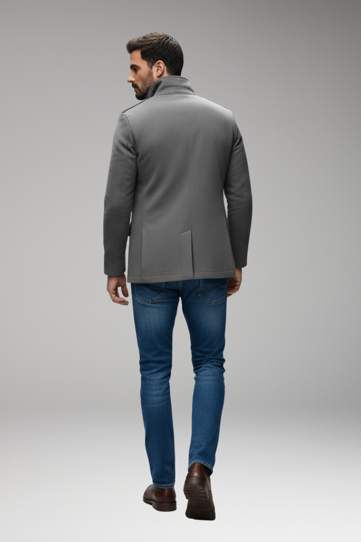 Men’s Short Coat with Lapel and Buttons