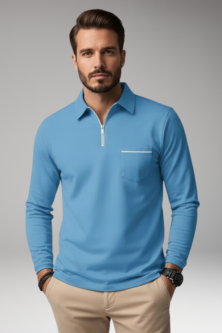 Men's Long-Sleeve Shirt with Collar and Buttons