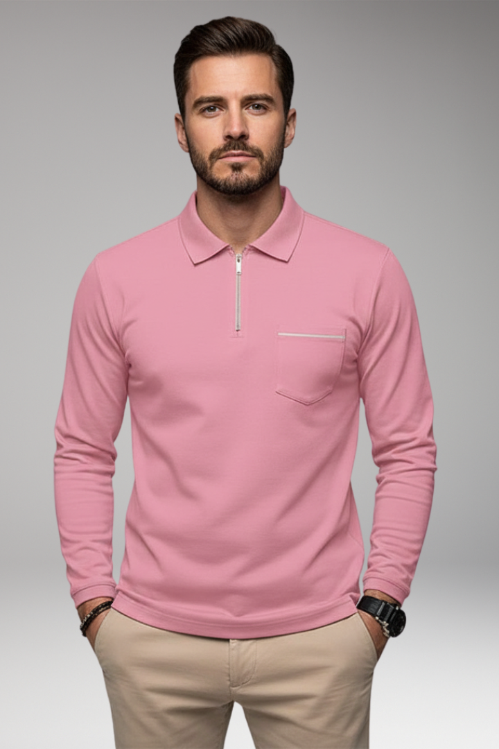 Men's Long-Sleeve Shirt with Collar and Buttons
