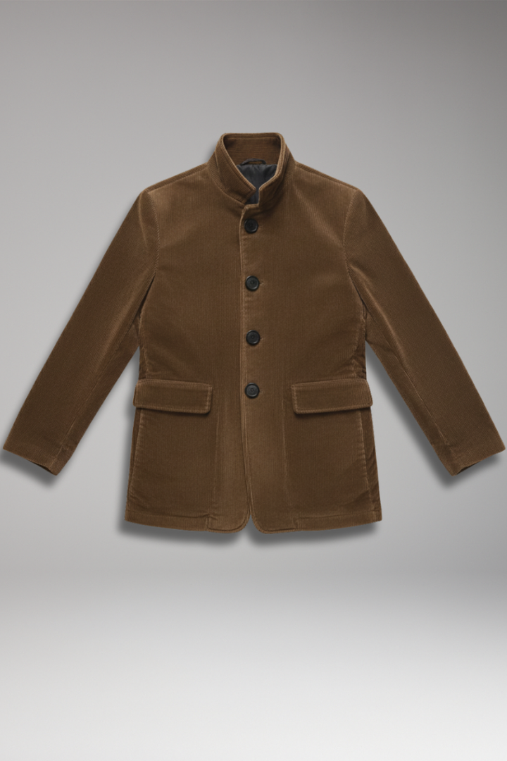 Men's Short Corduroy Jacket with Buttons and Collar