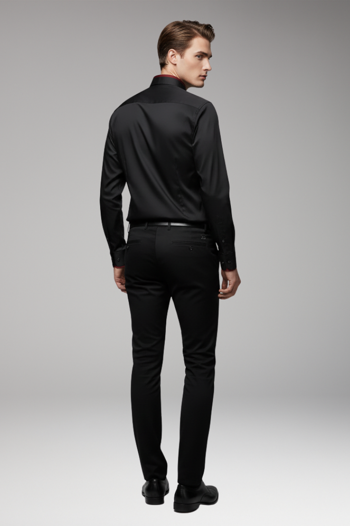 Men's Long-Sleeve Shirt with Collar and Buttons