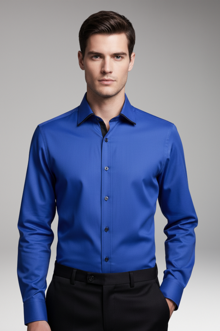 Men's Long-Sleeve Shirt with Collar and Buttons